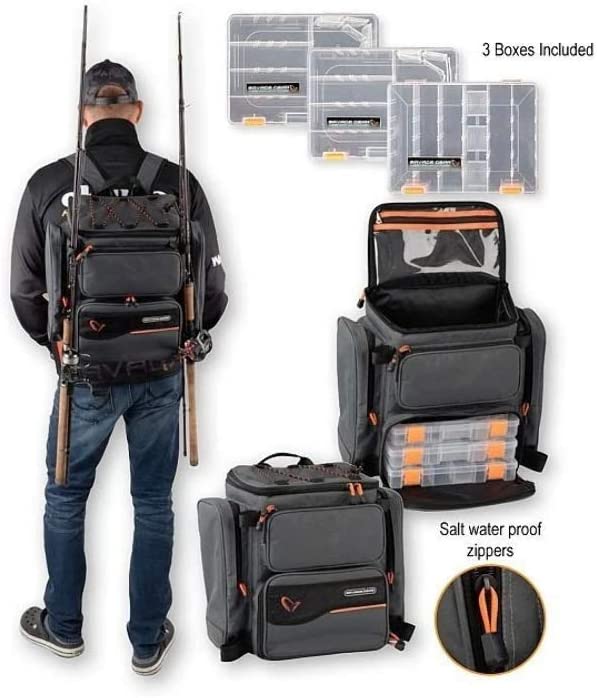 SAVAGE GEAR SPECIALIST Rucksack Lure Bag + 3 Tackle Boxes For Pike Perch  Lures £75.99 - PicClick UK