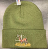 Beechfield Hunting Beanie Cap with Embroidered Stag-in-Sights Motif Olive Green