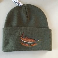 Beechfield Knit Beanie with Trout/Lough Derg Motif Olive Green
