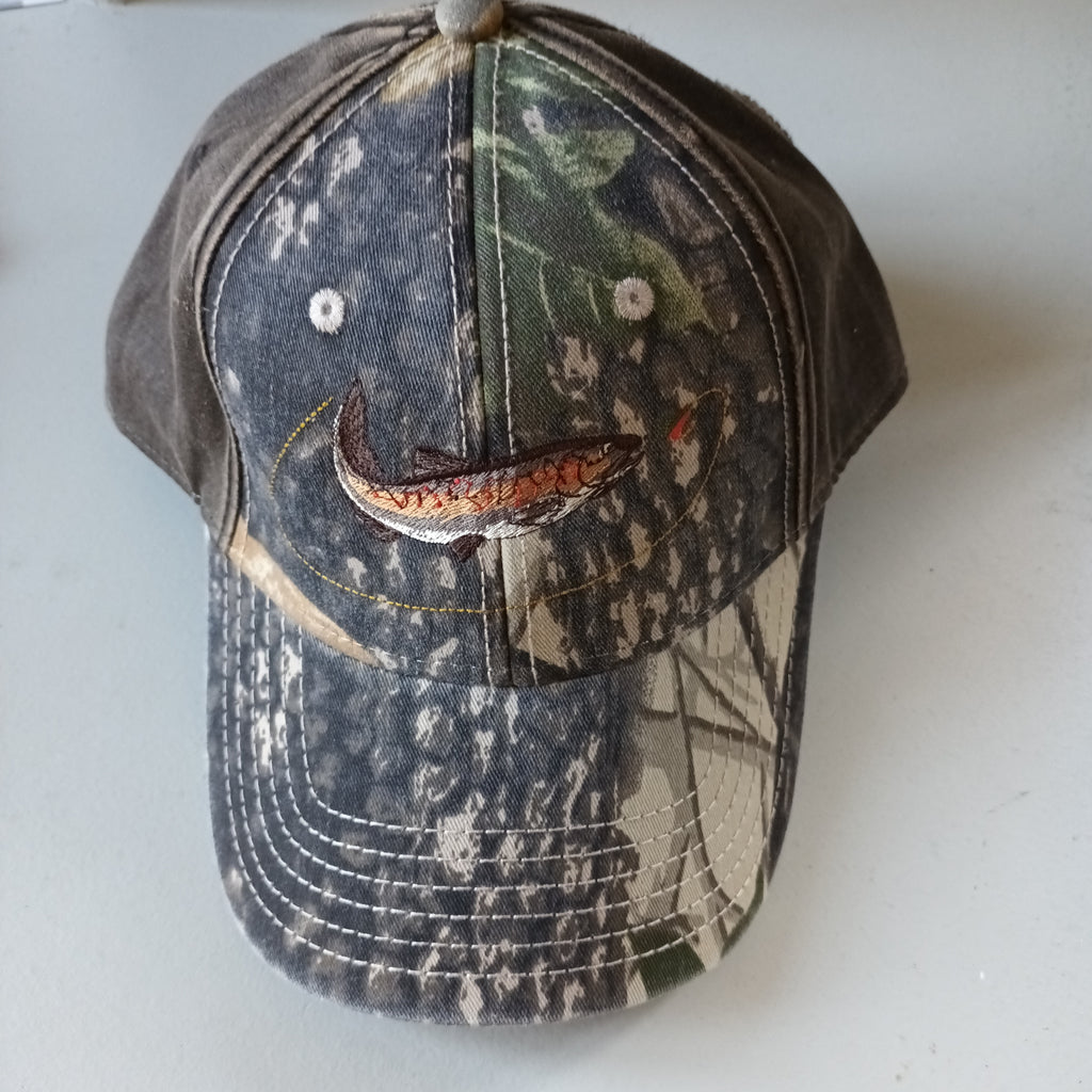 Otto Baseball Cap with Trout & Fly Lab Motif - Camo