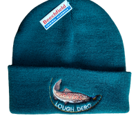 Beechfield Fishing Beanie Cap with Lough Derg/Trout Motif Forest green