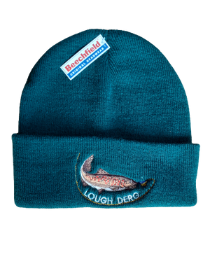 Beechfield Fishing Beanie Cap with Lough Derg/Trout Motif Forest green