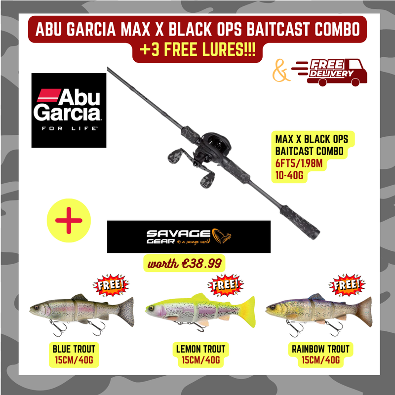 Buy Abu Garcia Max X Black Ops Combo+3 FREE Lures Open Season