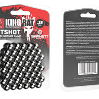 100 King Rat Hotshot steel slingshot ammo packaging with metal balls on a white background