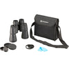 Bresser Hunter 10x50 Porro Binoculars with carrying case, lens covers, and cleaning cloth
