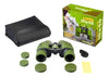 Levenhuk travel binoculars with carrying case and accessories on a white background