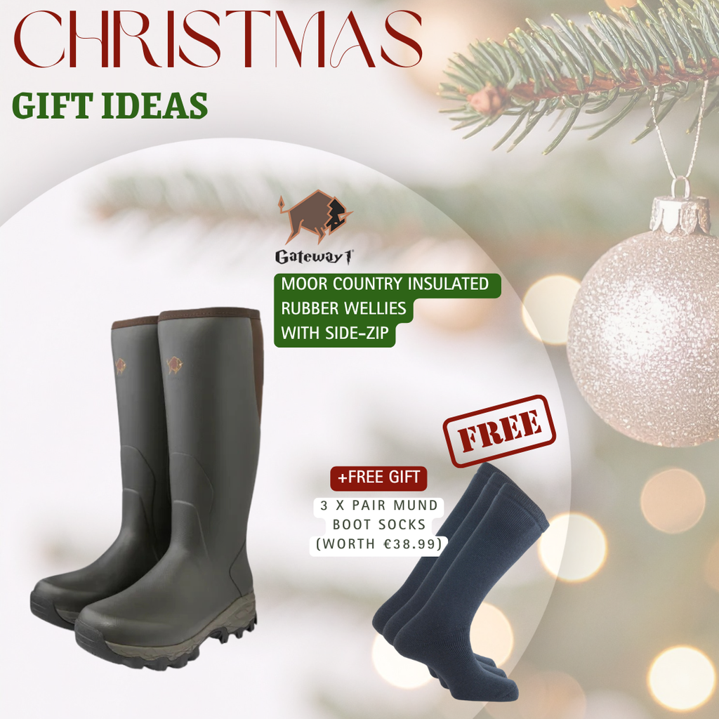 Gateway Moor Country Side-Zip Insulated Rubber Wellies+FREE Socks