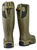 Pair of Olive Green Gateway Pro Shooter Neoprene-Lined Rubber Wellingtons Rear View