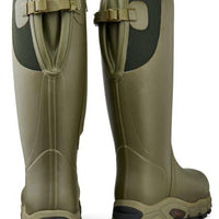 Pair of Olive Green Gateway Pro Shooter Neoprene-Lined Rubber Wellingtons Rear View