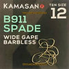 Kamasan B911 Spade Barbless Wide-Gape Fishing Hooks