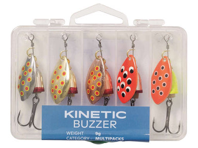 Kinetic Buzzer Trout/Perch/Pike Spinners - 5 Pack