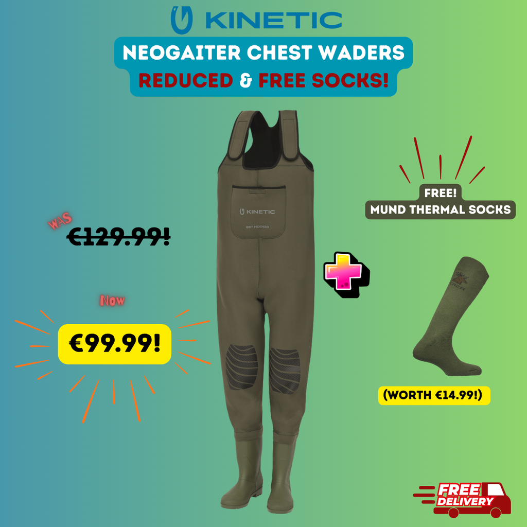Kinetic NeoGaiter Neoprene Fishing Chest Waders Reduced & Free Socks