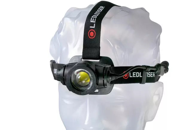 LEDLENSER H15R CORE headlamp on a mannequin head with a white background