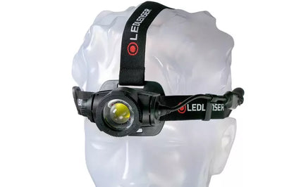 LEDLENSER H15R CORE headlamp on a mannequin head with a white background