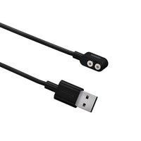 Black LedLenser Type A Magnetic Charging Cable with a right-angle connector on a white background