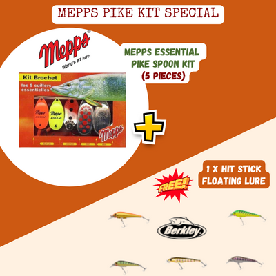 Mepps Essential Pike Spinner Kit 5 Pack+FREE LURE