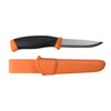 Morakniv Companion Outdoor Knife | Orange & Black Handled Knife with Orange Polymer Sheath with Belt Clip