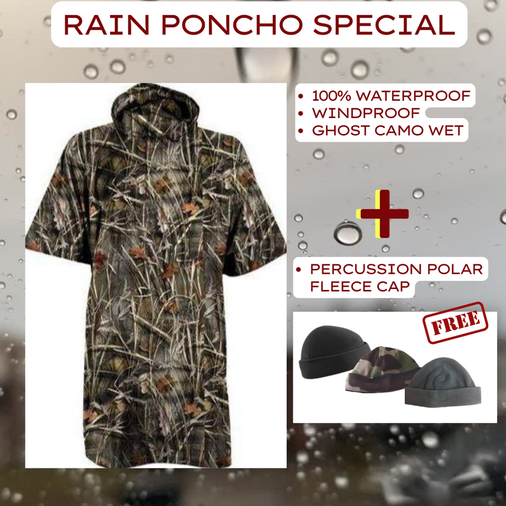 Percussion 100% Waterproof Ghost Camo Poncho+ FREE Cap*