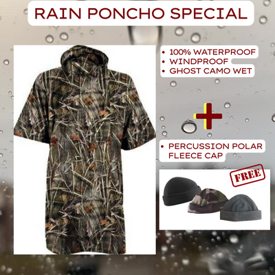 Percussion 100% Waterproof Ghost Camo Poncho+ FREE Cap*