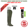 Percussion Torrent Rubber Bootfoot Hip Waders+FREE Rubber Care
