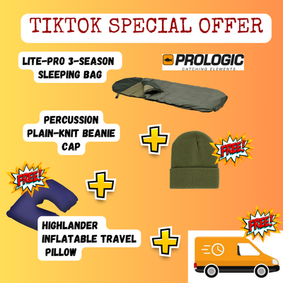 Prologic Lite-Pro 3-Season Sleeping Bag FREE CAP & HEADREST & DELIVERY OFFER