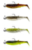 Four different types of fishing lures on a white background