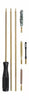 Set of gun cleaning brushes and tools on a white background
