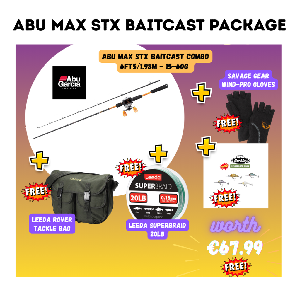 Abu Garcia Max STX Baitcast Combo+FREE Braid+Bag+Gloves+Lure