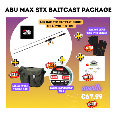 Abu Garcia Max STX Baitcast Combo+FREE Braid+Bag+Gloves+Lure