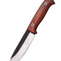 Elk Ridge Fixed Blade Drop Point Hunting Knife - 10.5" Wooden Handle