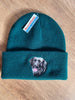 Beechfield Forest Green Hunting Beanie Cap with Embroidered Black Labrador Motif