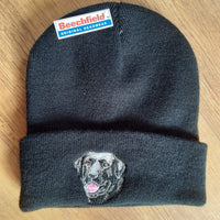 Beechfield Hunting Beanie Cap with Embroidered Black Labrador Motif
