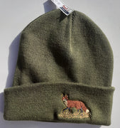 Beechfield Hunting Beanie Cap with Embroidered Standing Fox Motif Olive