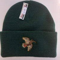 Beechfield Hunting Beanie Cap with Embroidered Woodcock Motif - Forest Green