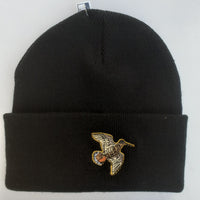 Beechfield Hunting Beanie Cap with Embroidered Woodcock Motif Black