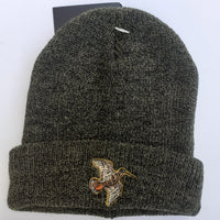 Beechfield Hunting Beanie Cap with Embroidered Woodcock Motif Olive Marl