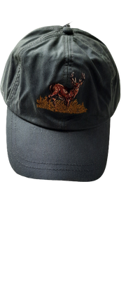 Walker & Hawkes Waxed Baseball Cap with Hunting Motif (Standing Stag)