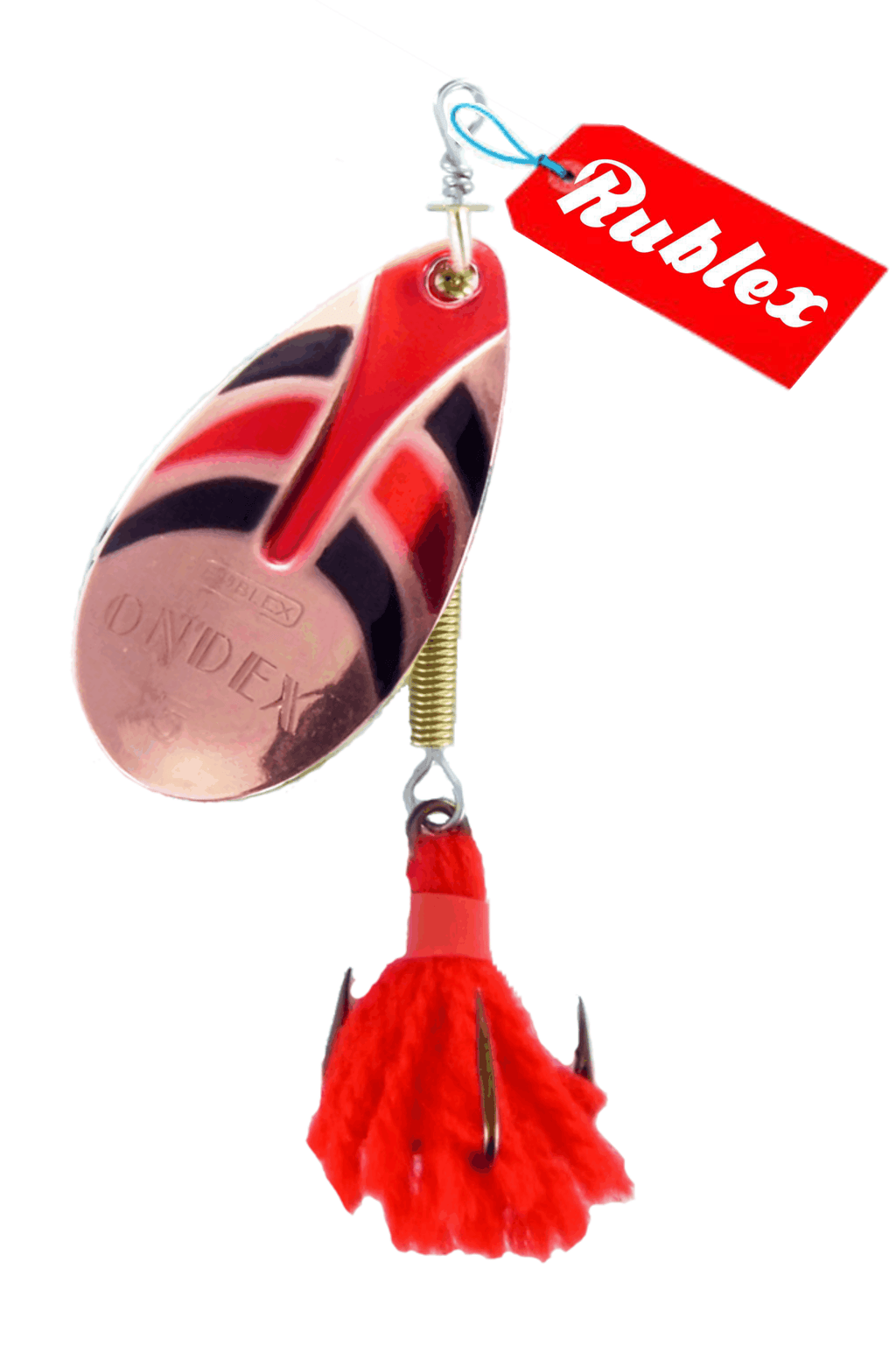 Ondex Classic Tandem Spinner Oro/Rosso/Nero - Esca Rotante Per Predatori D'acqua Dolce E Salata