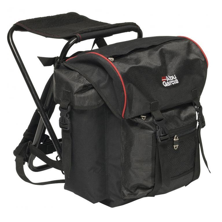 Abu Garcia Folding Fishing Stool w Integrated Rucksack Open Season