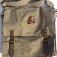 Dog-Training/Hunting Shoulder Satchel with Embroidered Motif - Springer "Good Girl"
