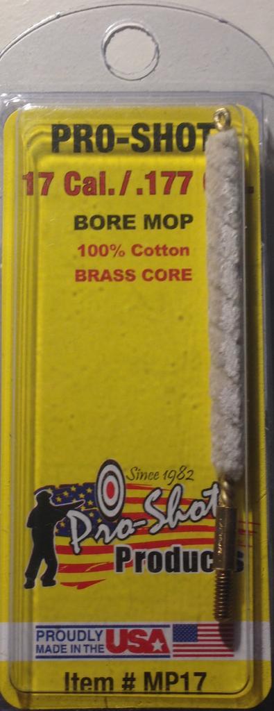 Pro-Shot Rifle Cleaning Cotton Bore Mop .17 Calibre