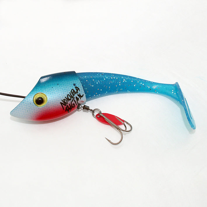 blue fishing lure ireland Nokkela BigTail Hybrid Pike Lure - 50g | OpenSeason.ie Pike Fishing Tackle Ireland