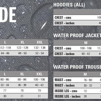 Preston Innovations Angling Clothing Size Chart