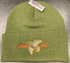 Beechfield Hunting Beanie Cap with Embroidered "Cock Up!" Motif Olive