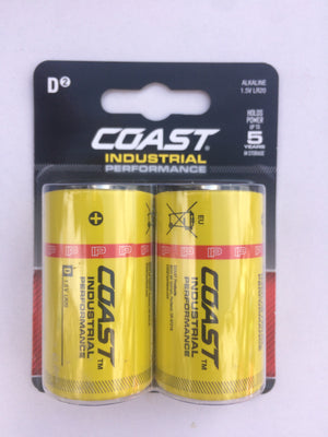 Coast Industrial Performance D Cell Batteries - 2pc